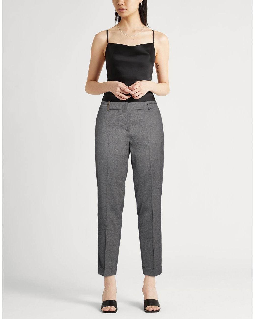 Peserico Gray Pants Wool, Polyester, Elastane
