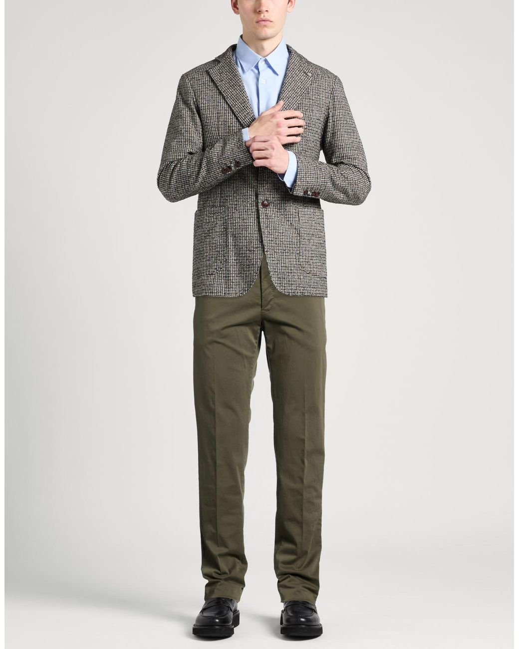 PT Torino Green Military Pants Cotton, Elastane for men