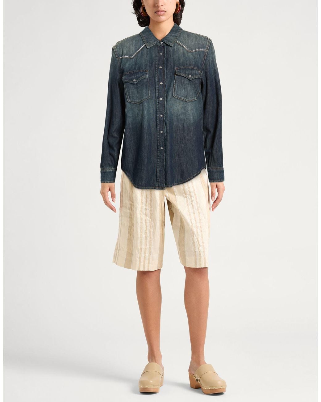 Dondup Blue Denim Shirt Cotton