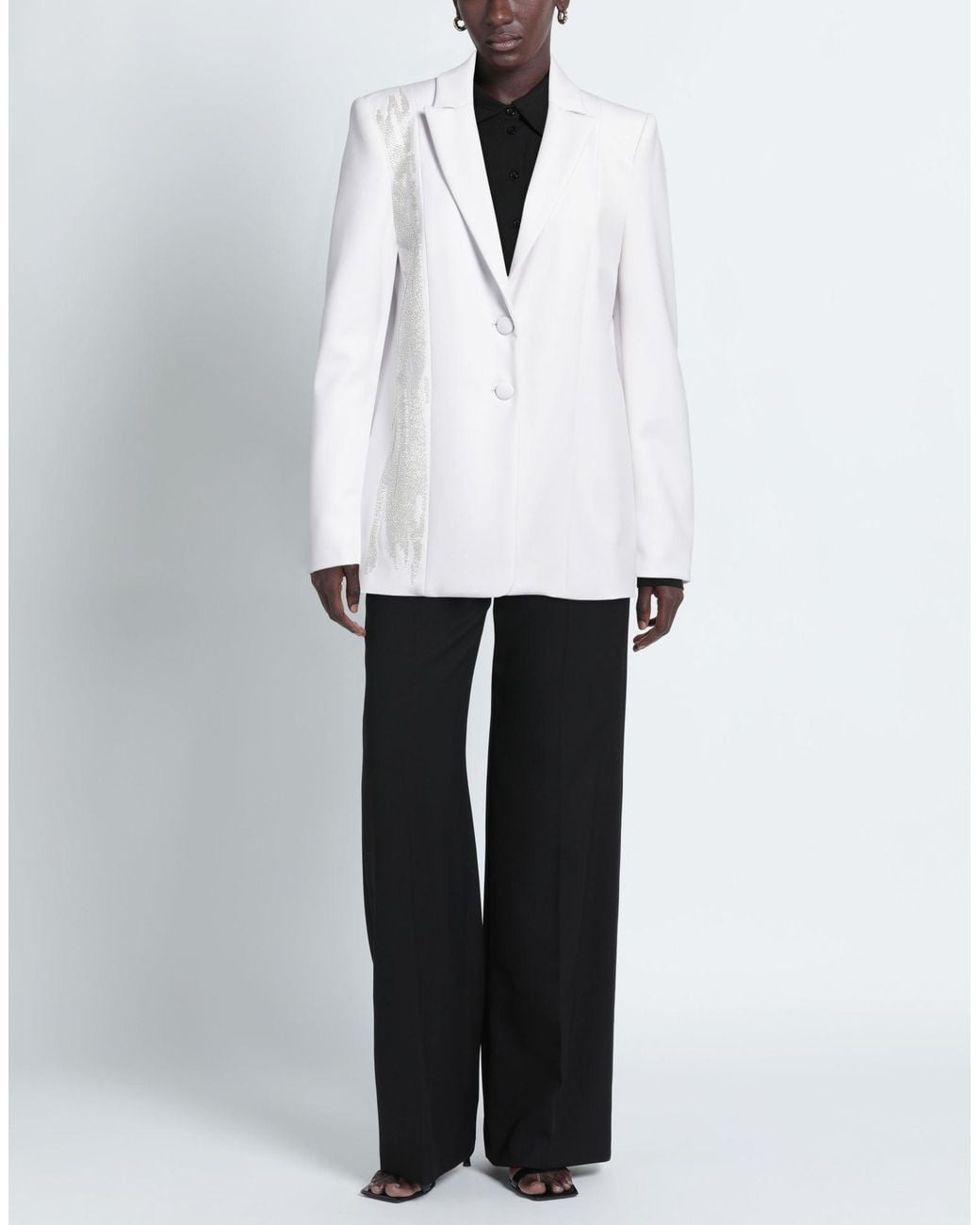 Patrizia Pepe White Blazer Polyester, Viscose, Elastane, Glass