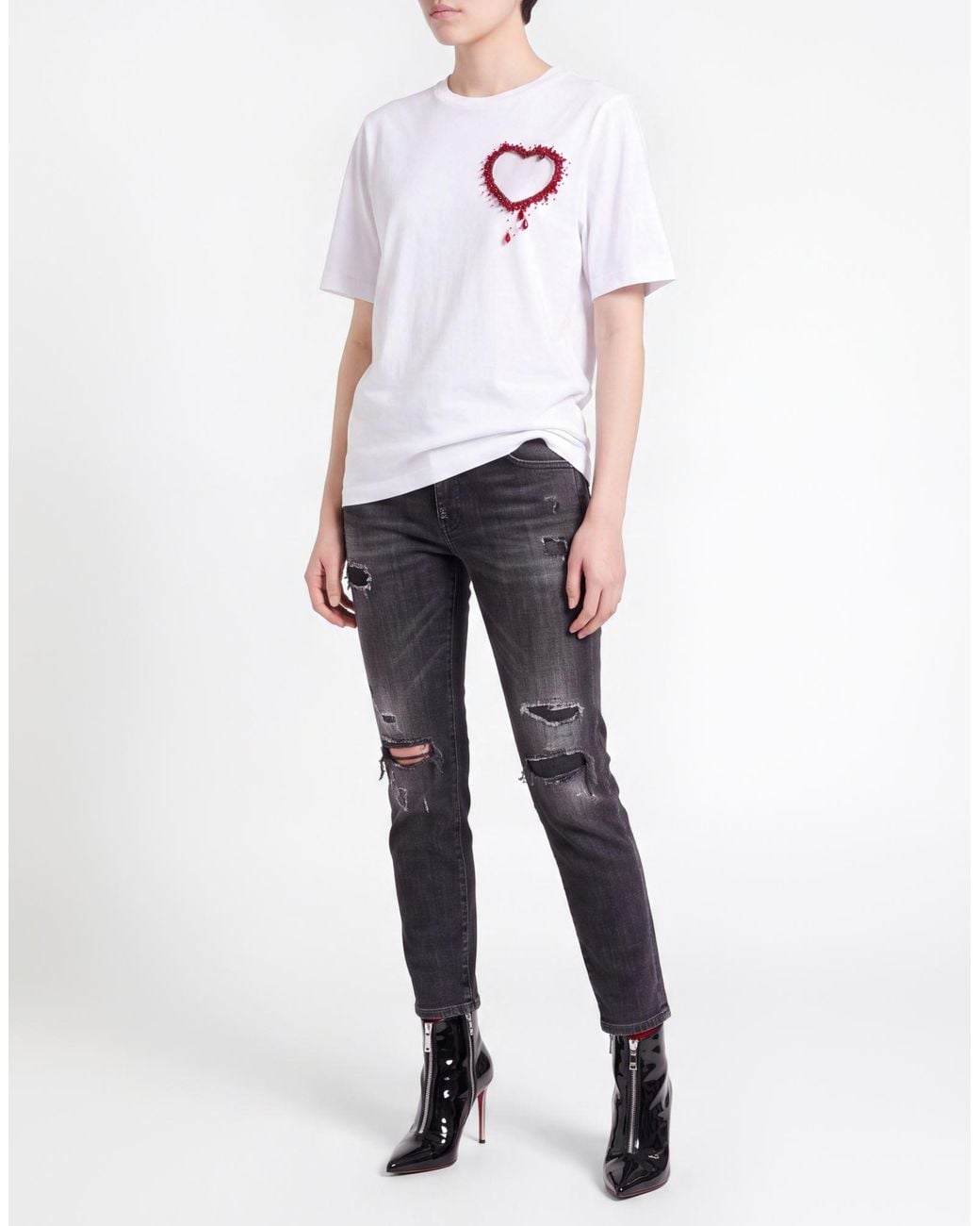 DSquared² White T-Shirt Cotton, Glass