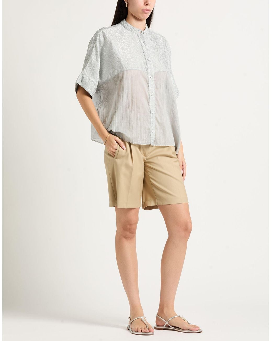 European Culture Gray Light Shirt Cotton, Viscose