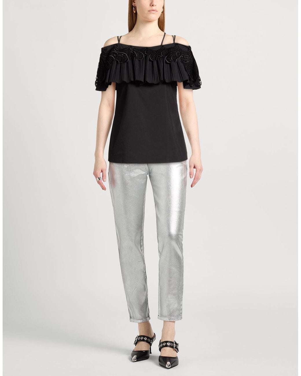 Alberta Ferretti Black Top Cotton, Polyester