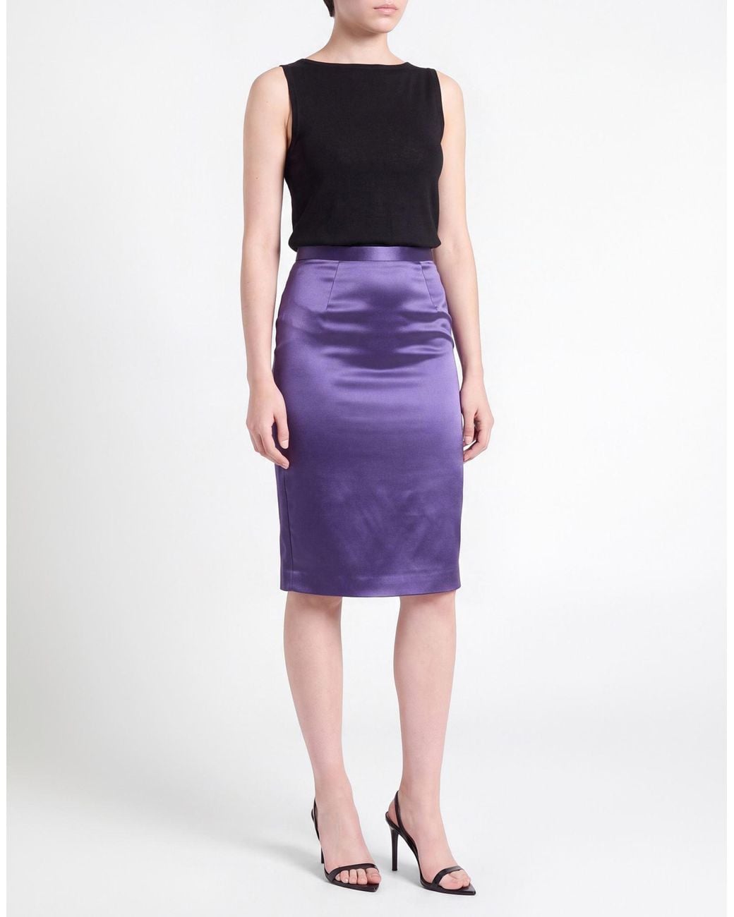 Elisabetta Franchi Purple Midi Skirt Acetate, Polyamide, Elastane
