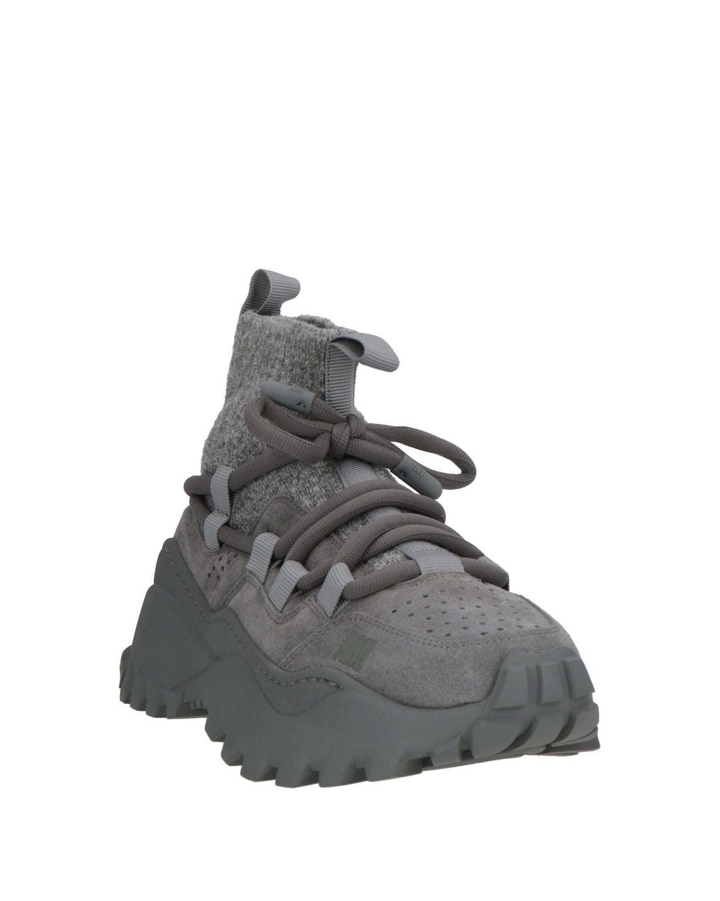 AMI Gray Sneakers Leather, Textile Fibers for men