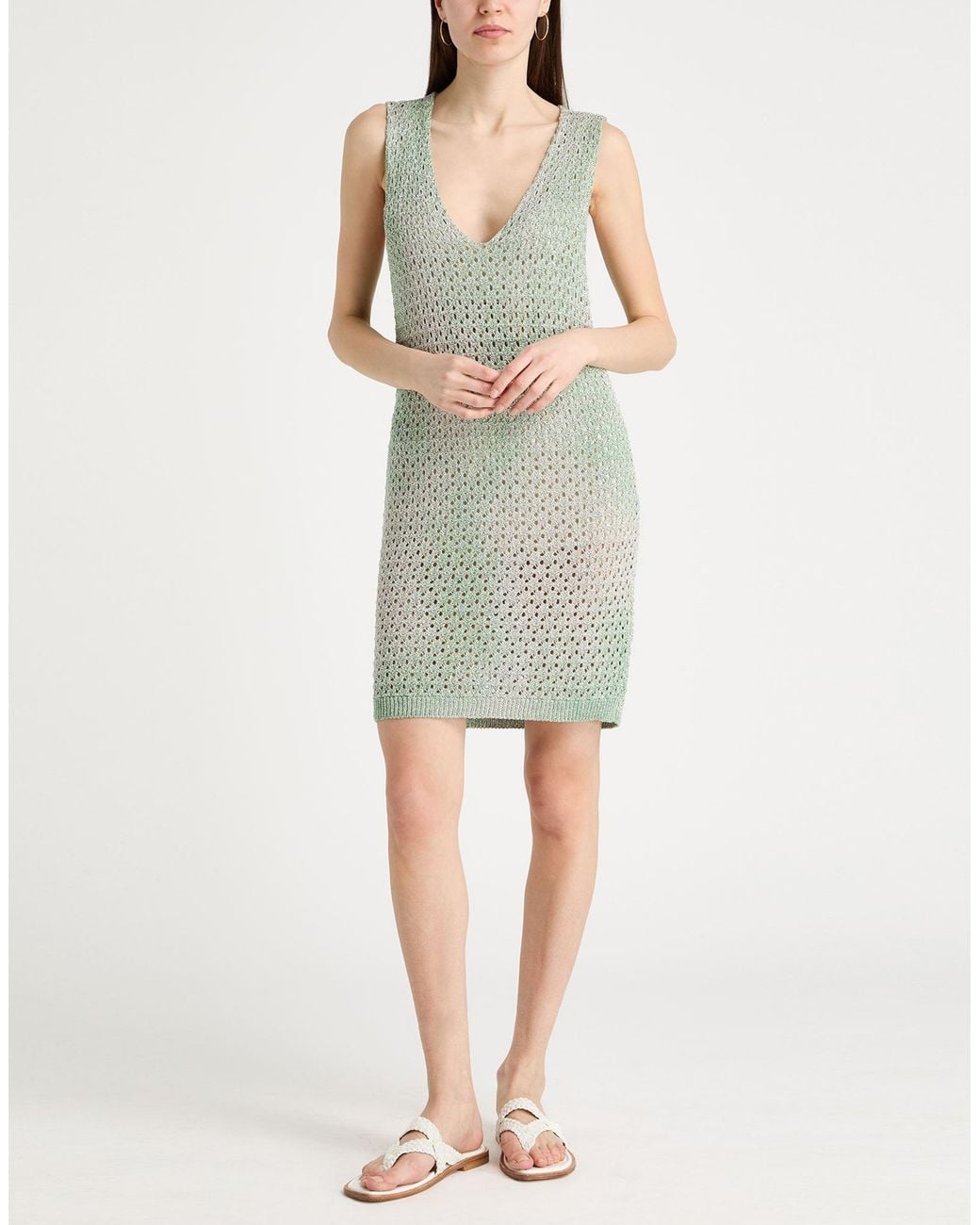 Akep Green Light Mini Dress Viscose, Polyester