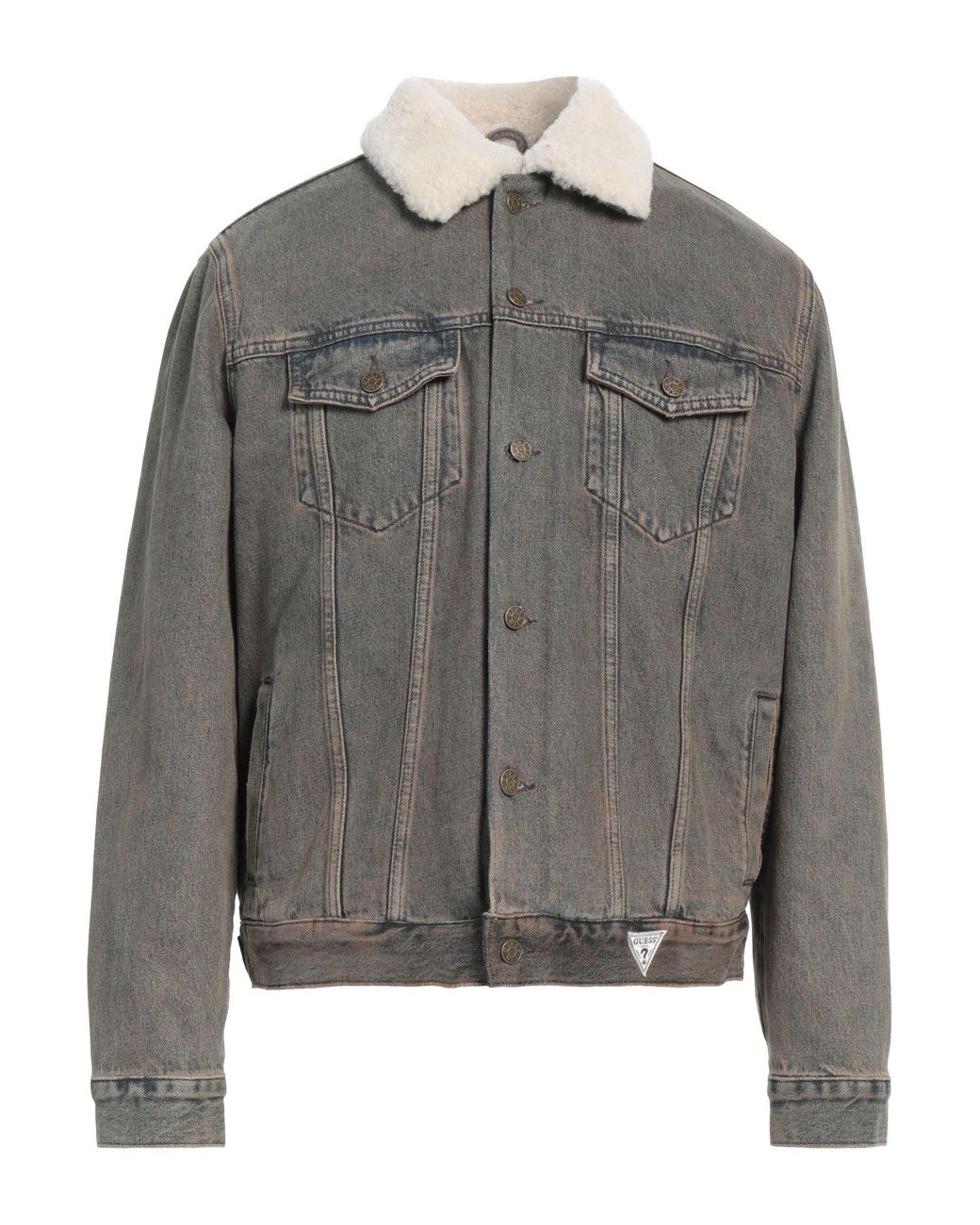 Guess Gray Denim Outerwear Cotton, Hemp for men