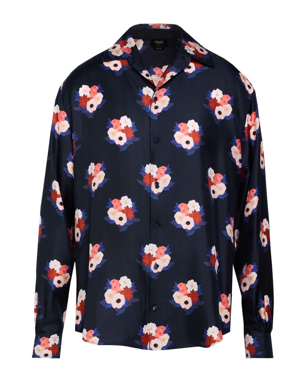 Fendi Blue Midnight Shirt Silk for men