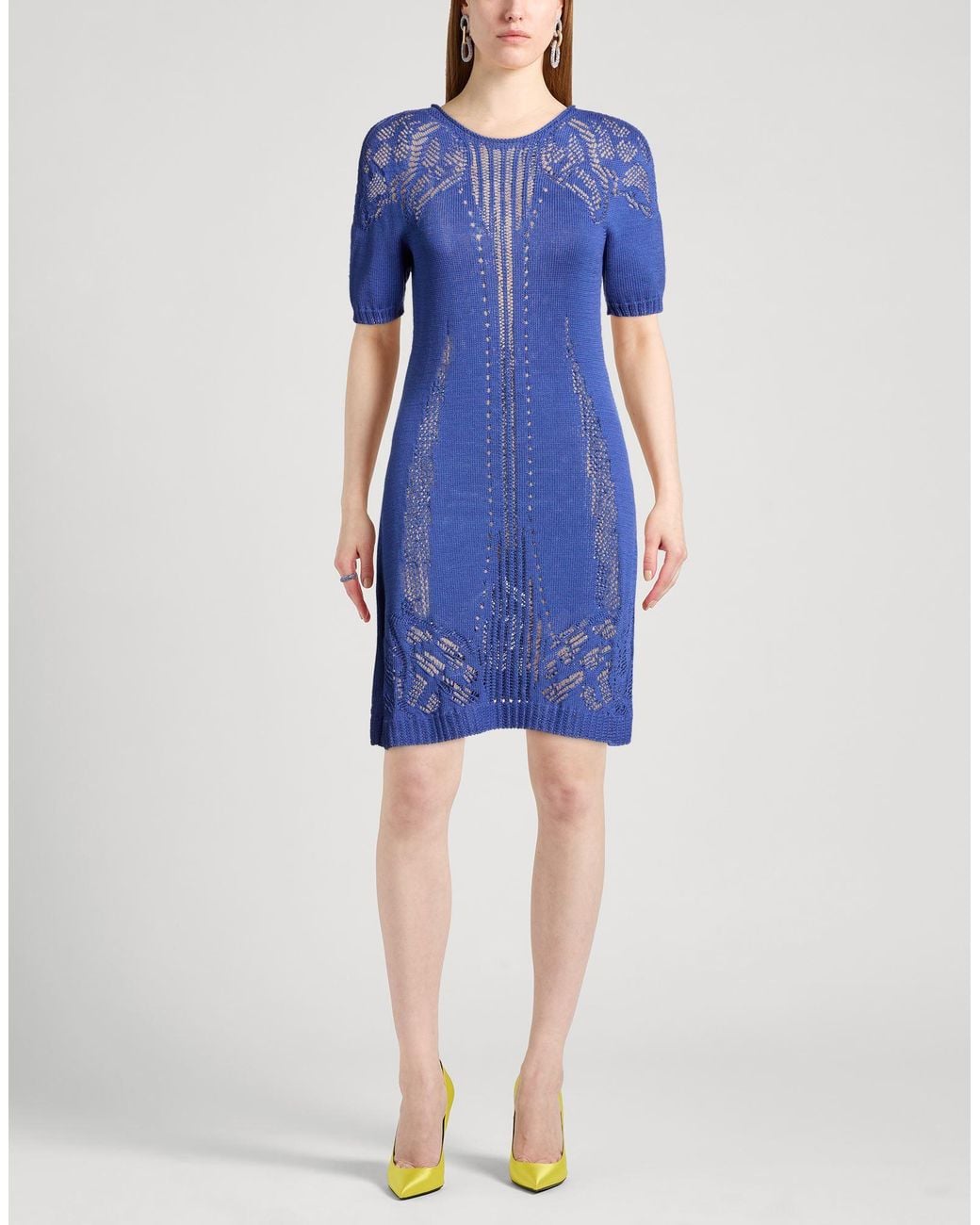 Alberta Ferretti Blue Mini Dress Cotton