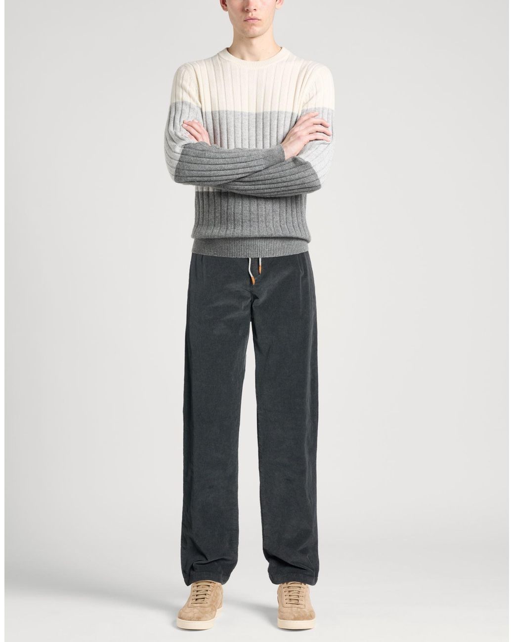 Eleventy Gray Pants Cotton, Elastane for men