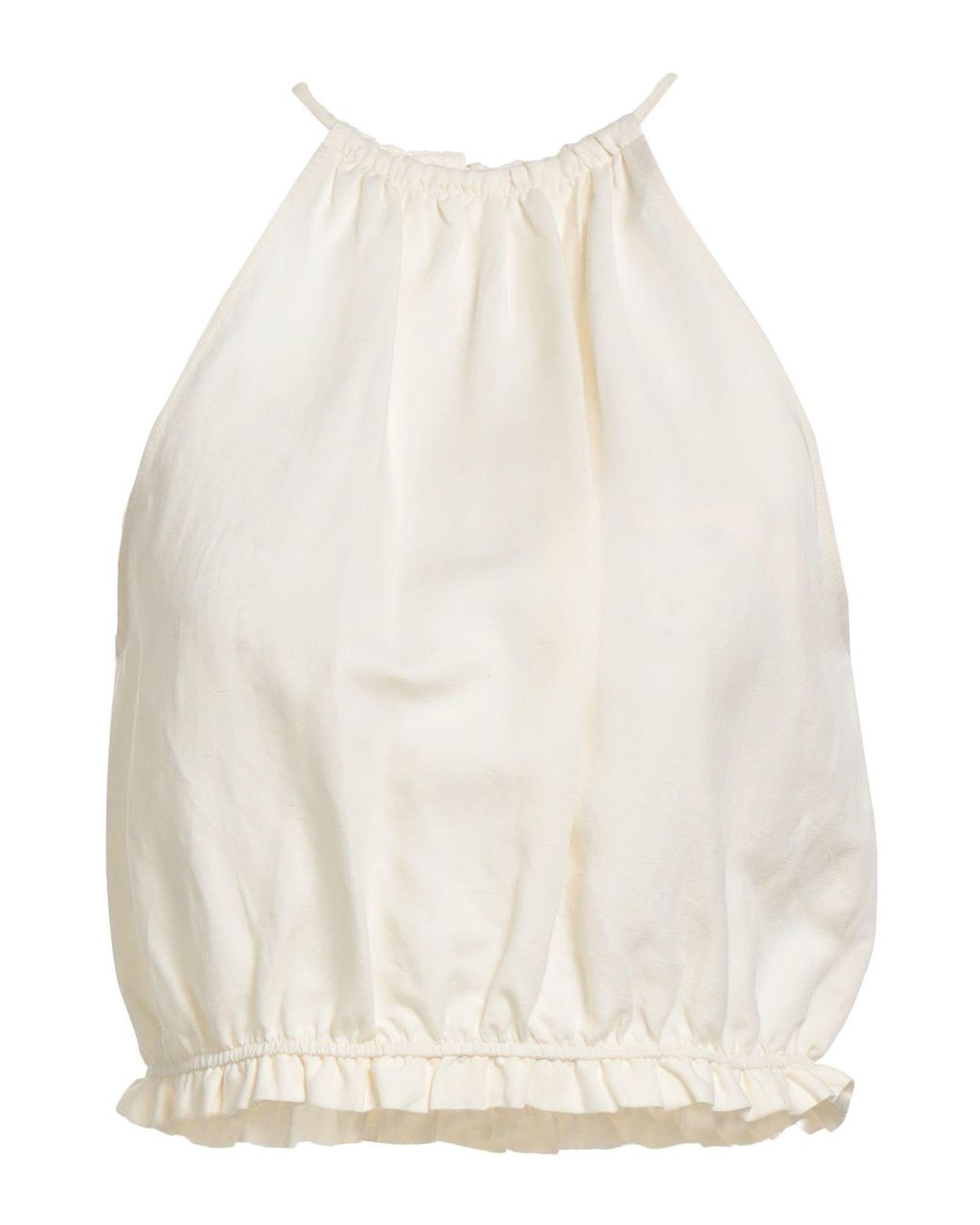 Patrizia Pepe White Ivory Top Viscose, Linen