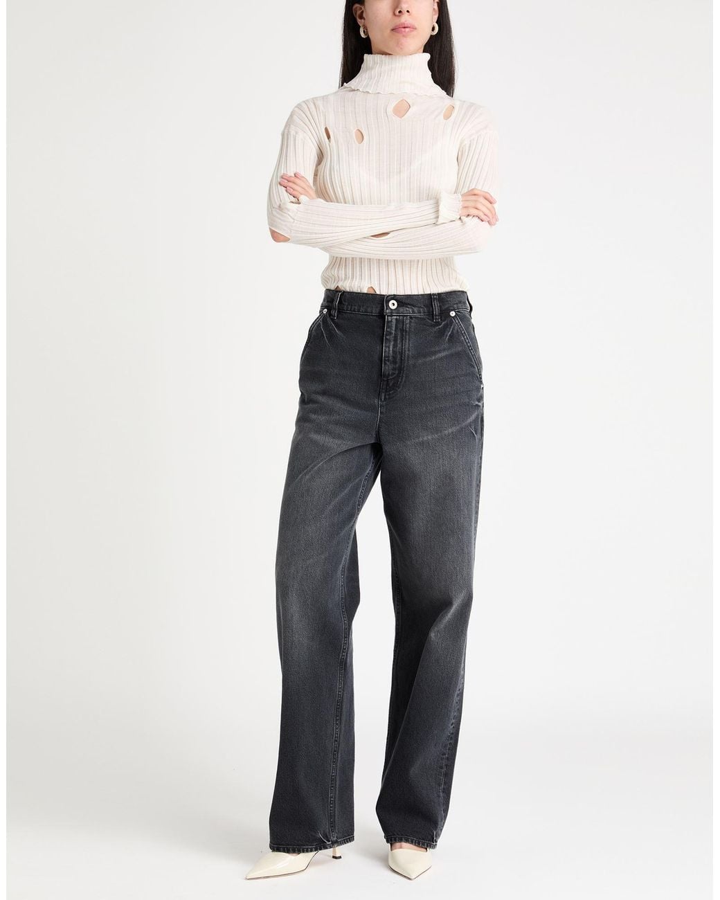 Liviana Conti White Turtleneck Virgin Wool