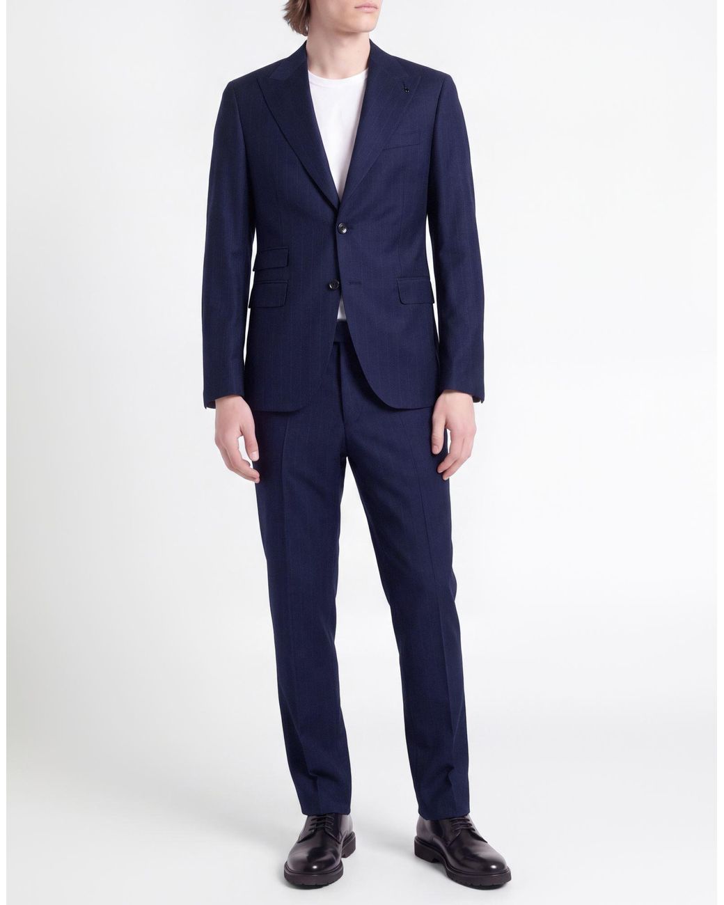 Paoloni Blue Suit Virgin Wool, Elastane for men
