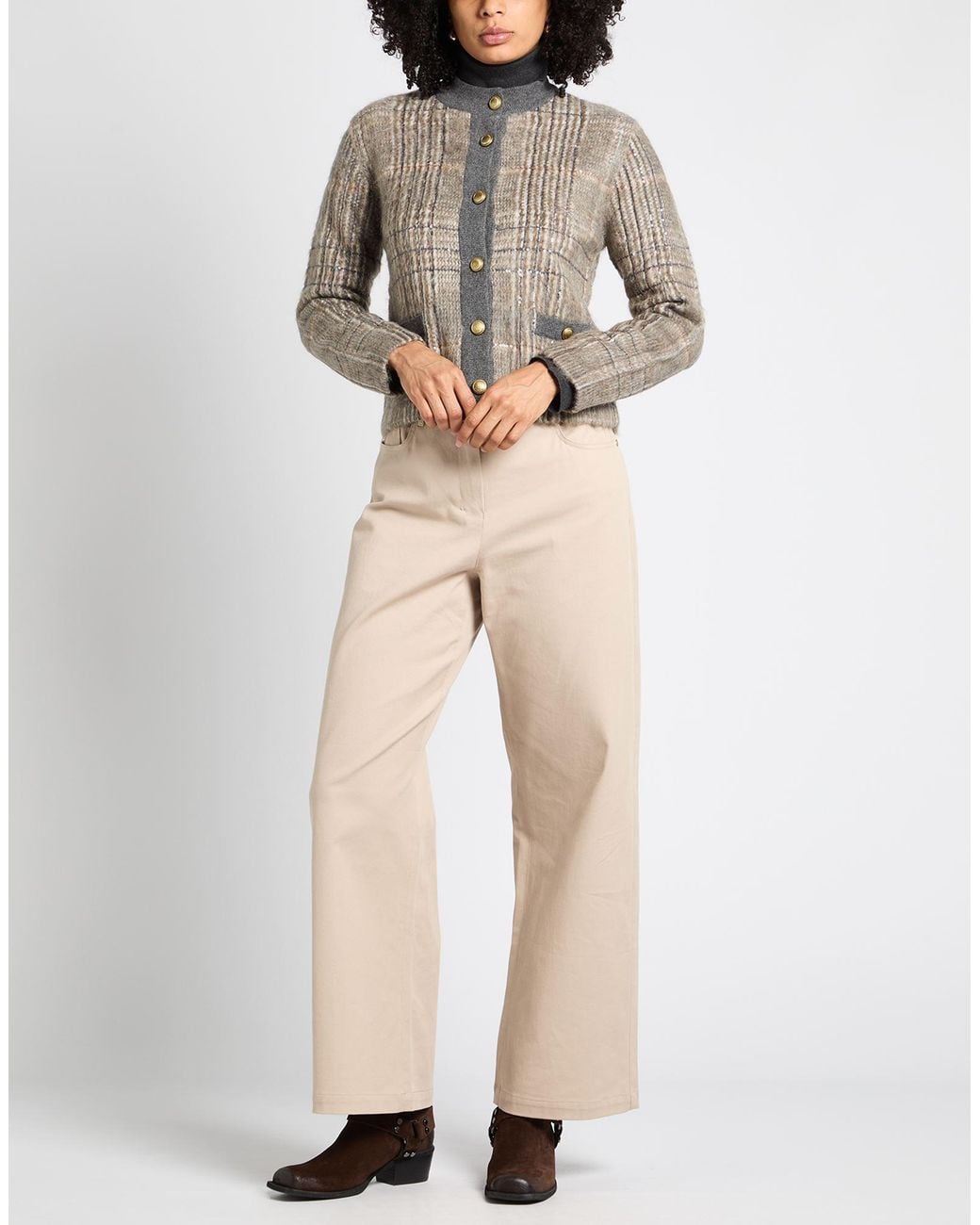 Brunello Cucinelli Brown Cardigan Virgin Wool, Mohair Wool, Polyamide, Cashmere, Silk