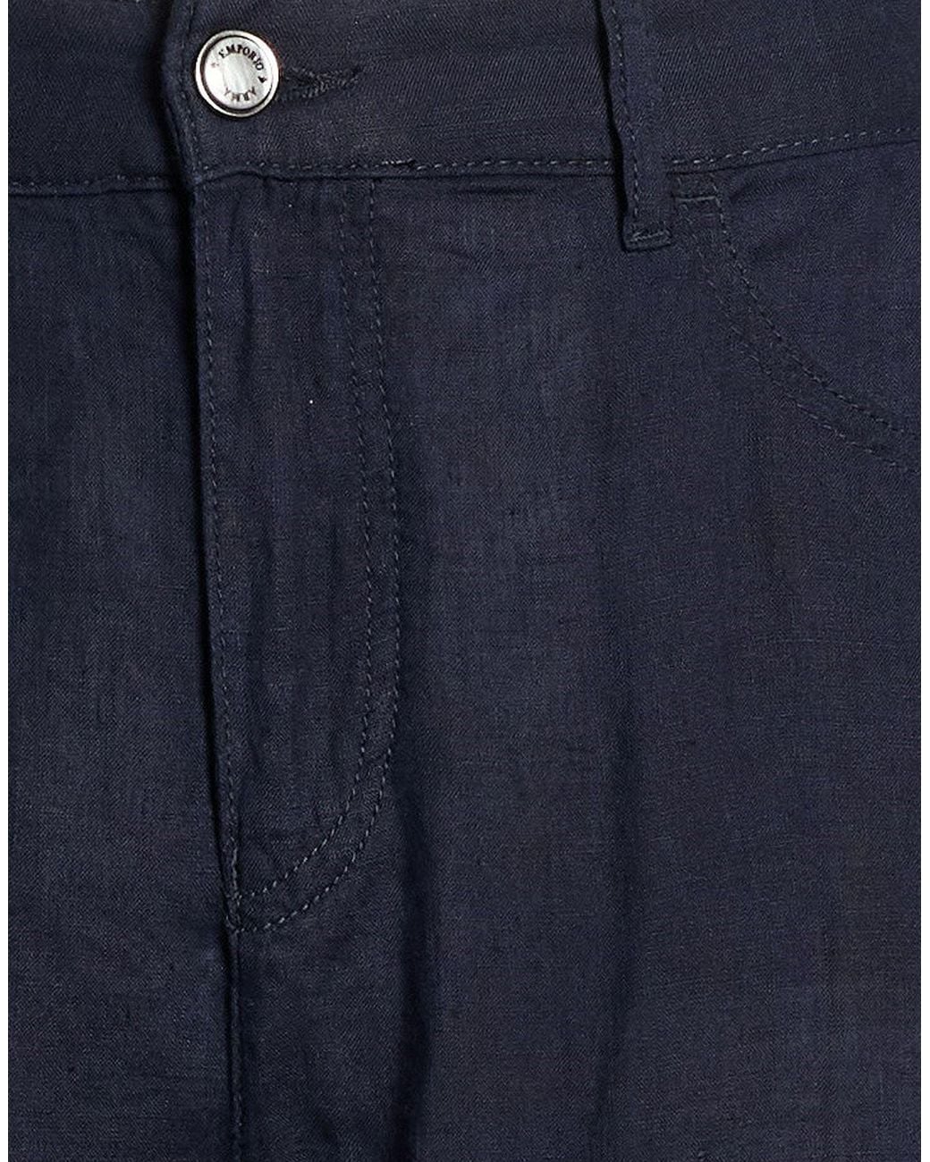 Emporio Armani Blue Pants Linen for men