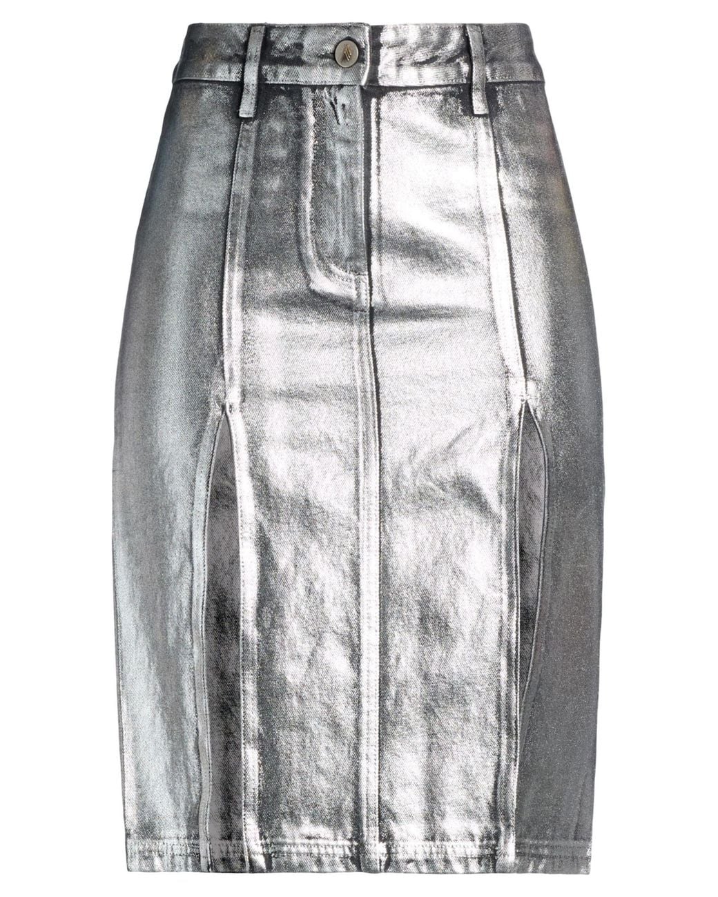 The Attico Gray Denim Skirt