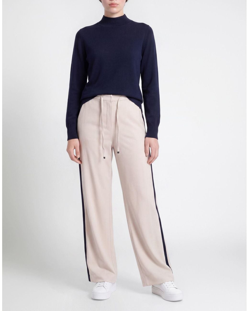 Max Mara White Blush Pants Virgin Wool, Elastane