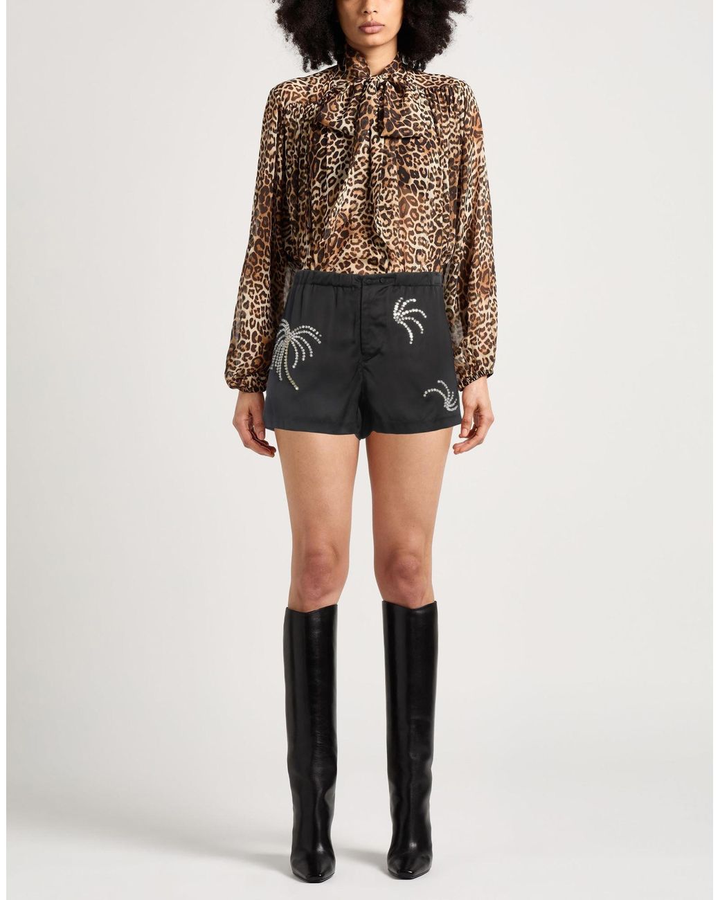 N°21 Black Shorts & Bermuda Shorts Viscose, Glass, Polyester