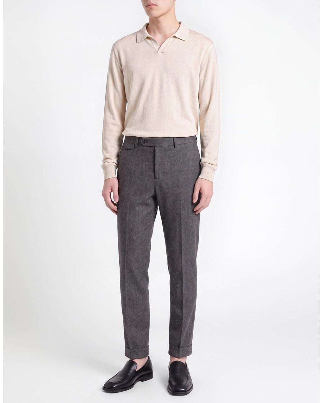 Paoloni Gray Pants Virgin Wool, Viscose, Polyester, Elastane for men
