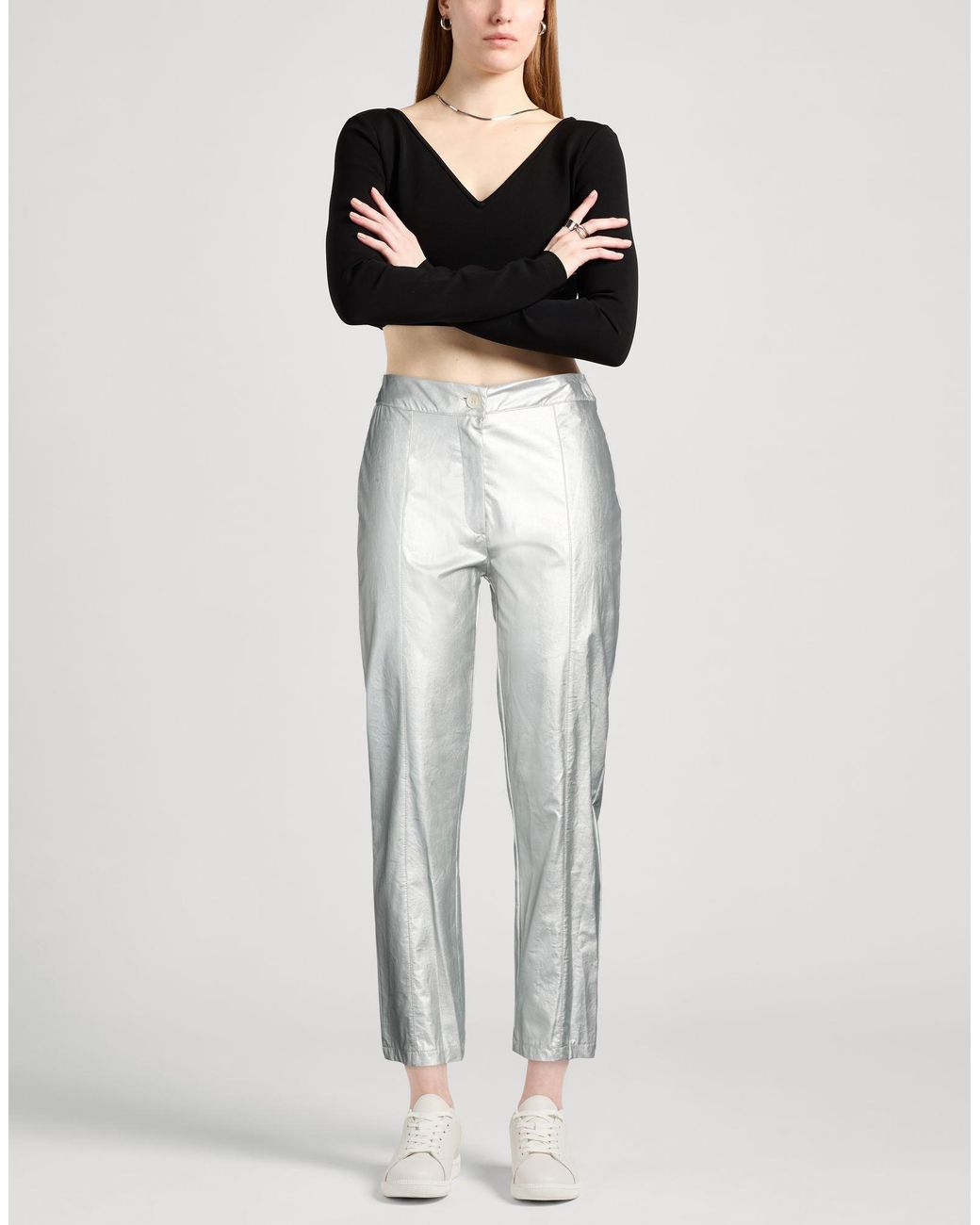 Yoox Code Haveone Pants Polyurethane, Viscose in Gray | Lyst