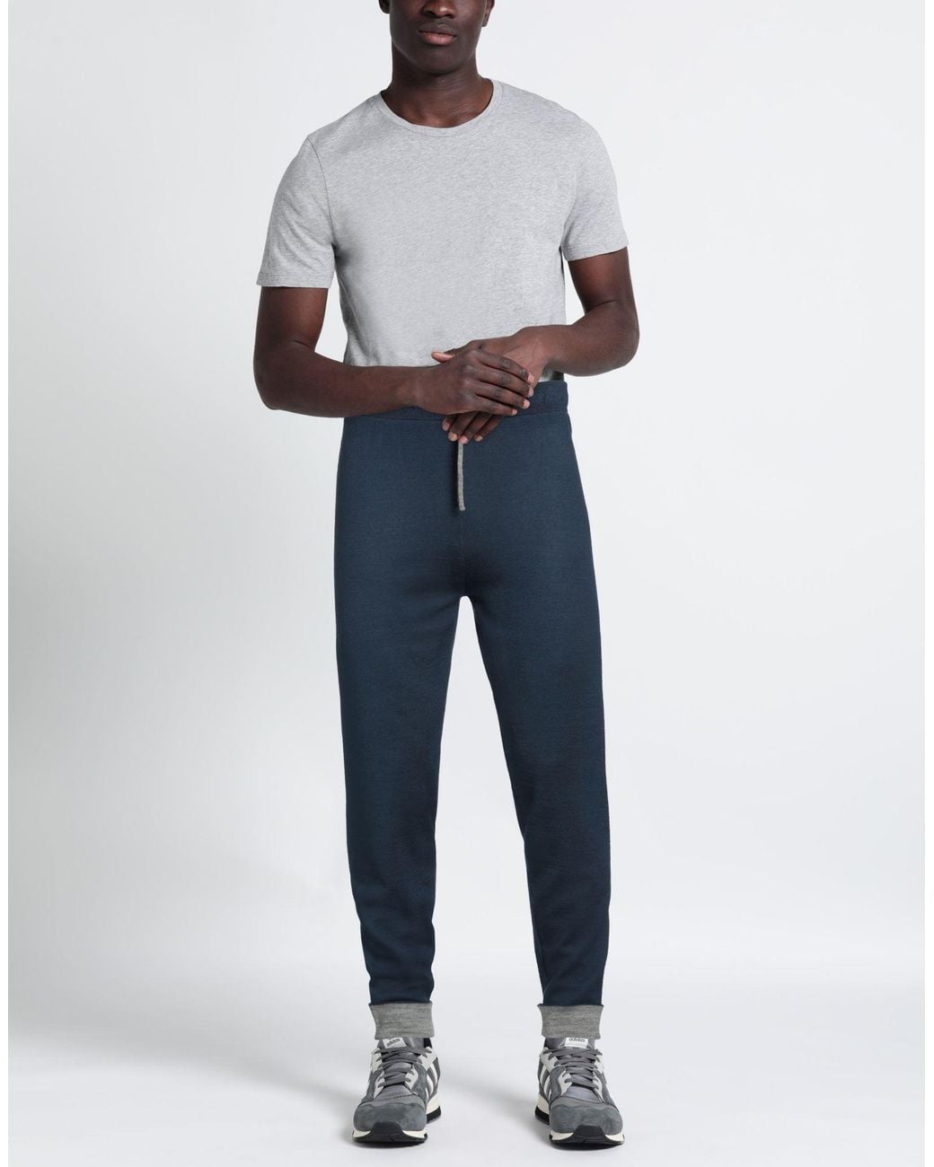 Cashmere Company Blue Pants Merino Wool, Elastane for men