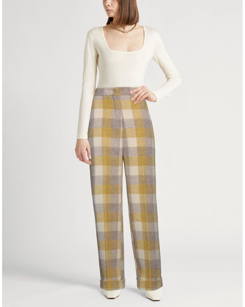 Erika Cavallini Semi Couture Gray Pants Wool, Polyamide