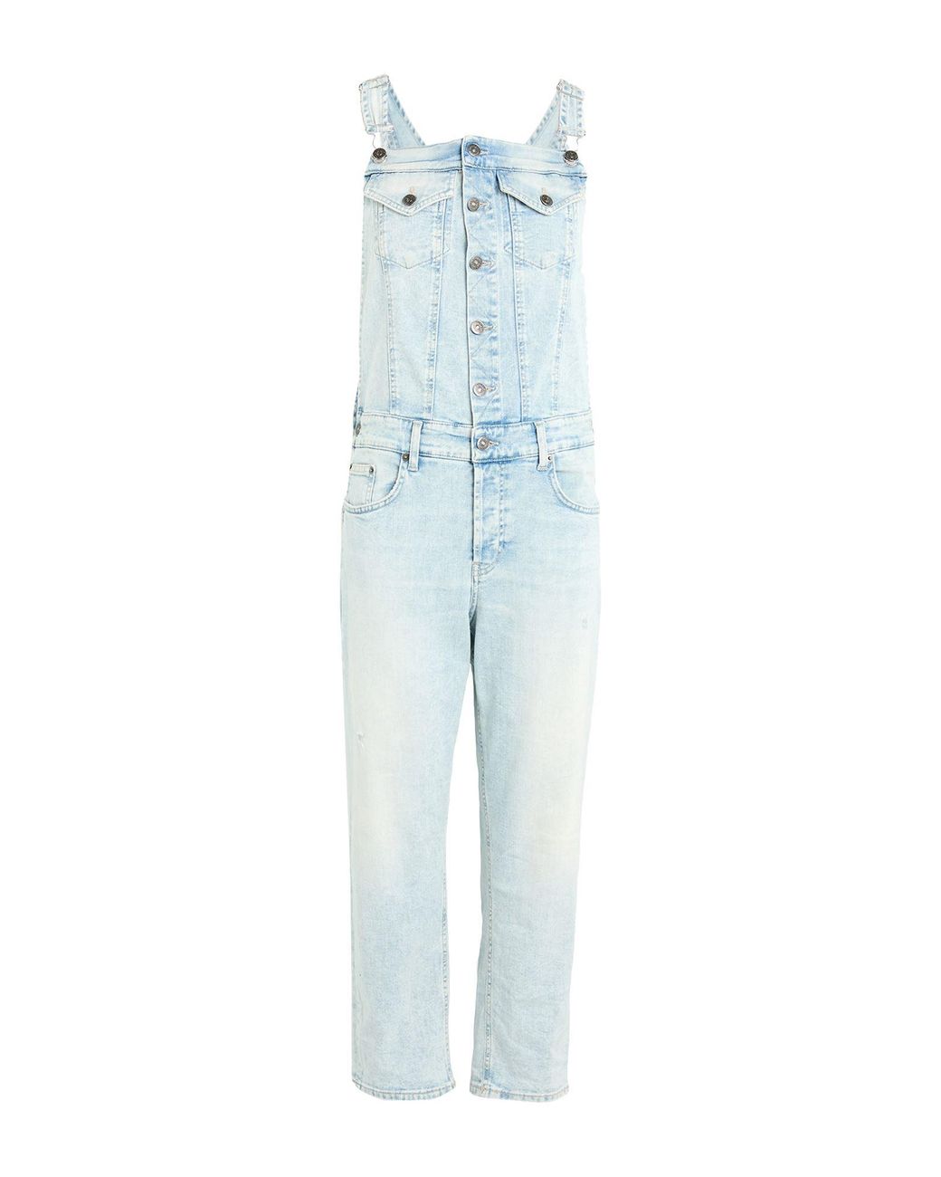 Dondup Blue Overalls Cotton, Elastomultiester, Elastane