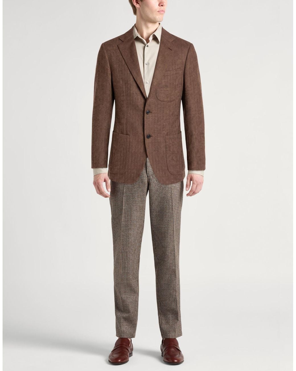Caruso Brown Blazer Wool, Cashmere for men