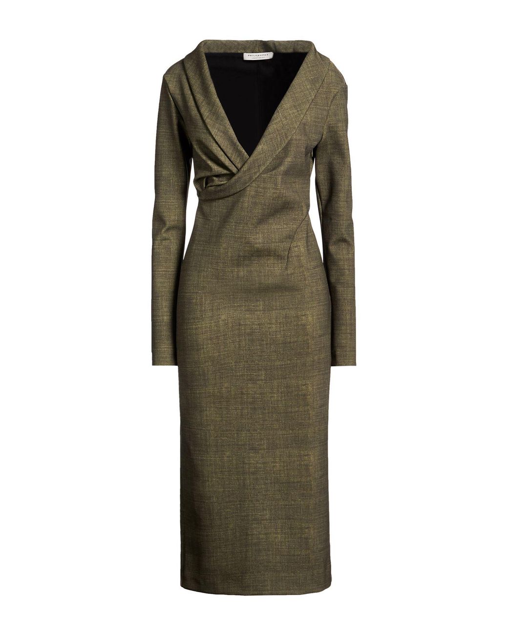 Philosophy Di Lorenzo Serafini Green Midi Dress Polyamide, Elastane