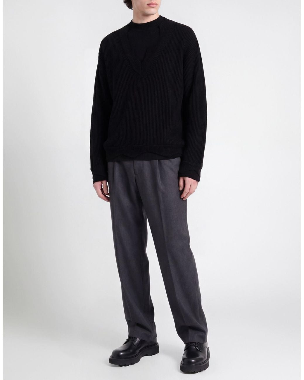 Laneus Black Turtleneck Wool, Polyamide for men