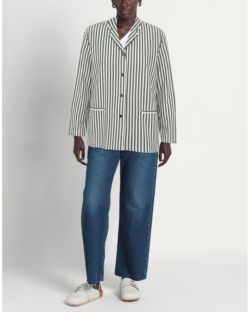Apuntob White Blazer Cotton, Linen