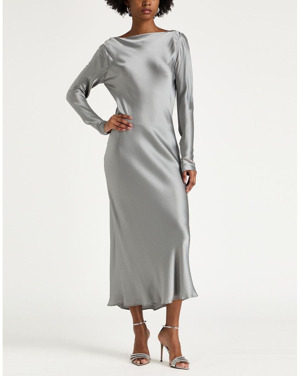 Antonelli Gray Midi Dress Acetate, Silk