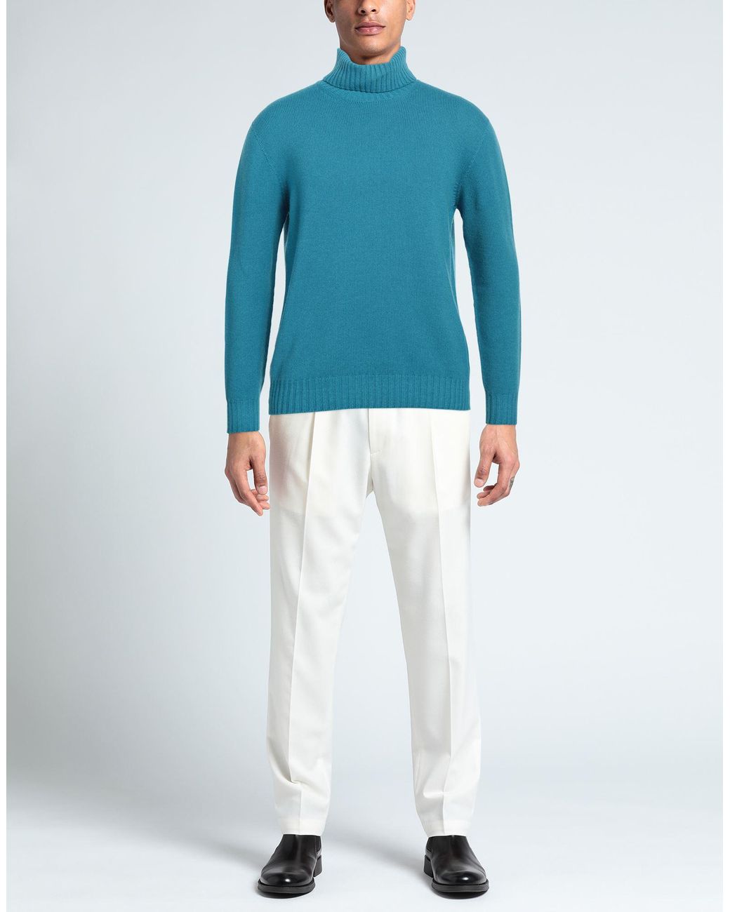 120% Lino Blue Turtleneck for men