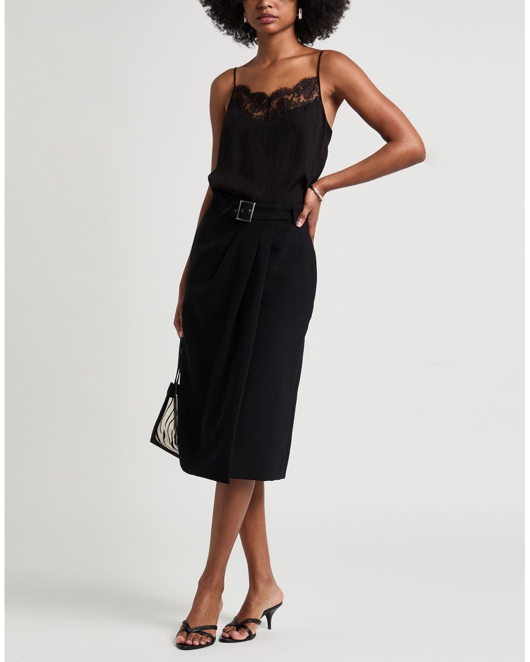 Alberta Ferretti Black Midi Skirt Polyester, Polyurethane