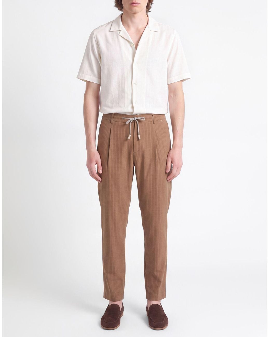 Eleventy Brown Light Pants Wool, Elastane for men