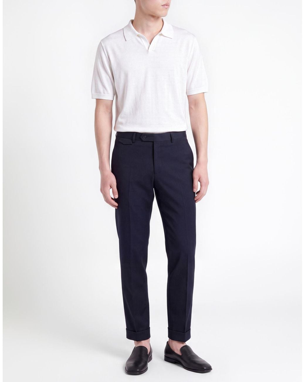 Paoloni Blue Pants Wool, Elastane for men