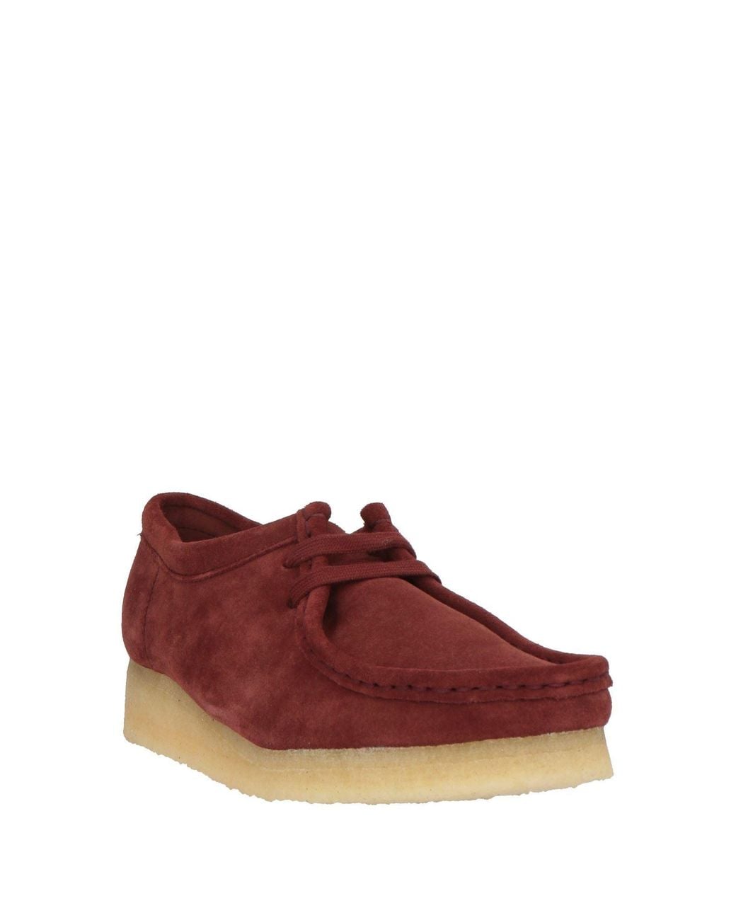 Clarks Red Burgundy Lace-Up Shoes Leather