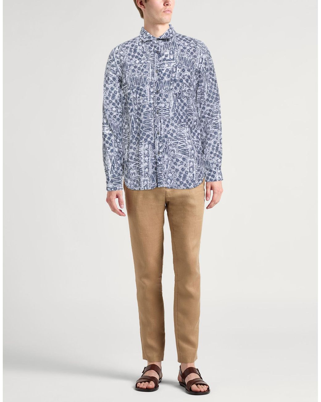 120% Lino Blue Midnight Shirt Linen for men