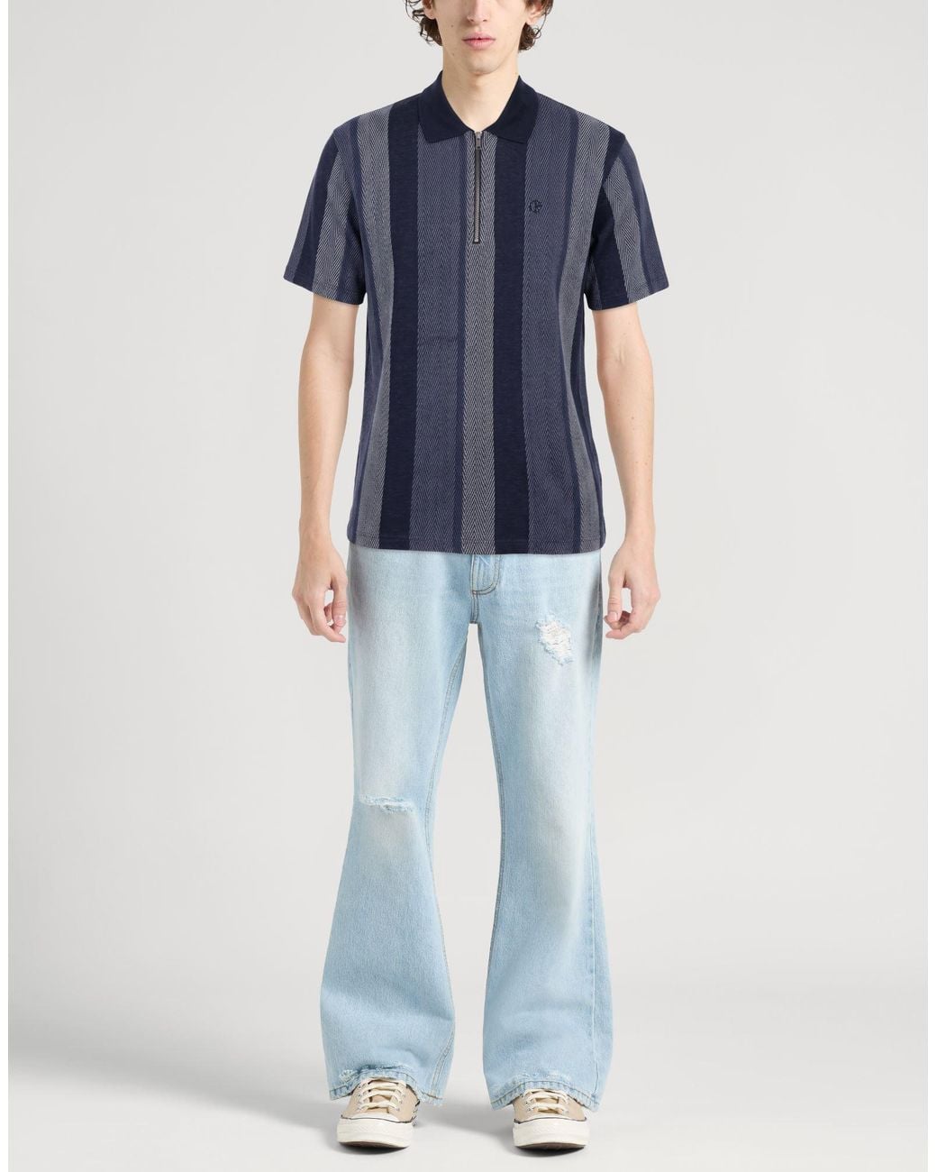 POLAR SKATE Blue Polo Shirt Cotton, Polyester, Elastane for men