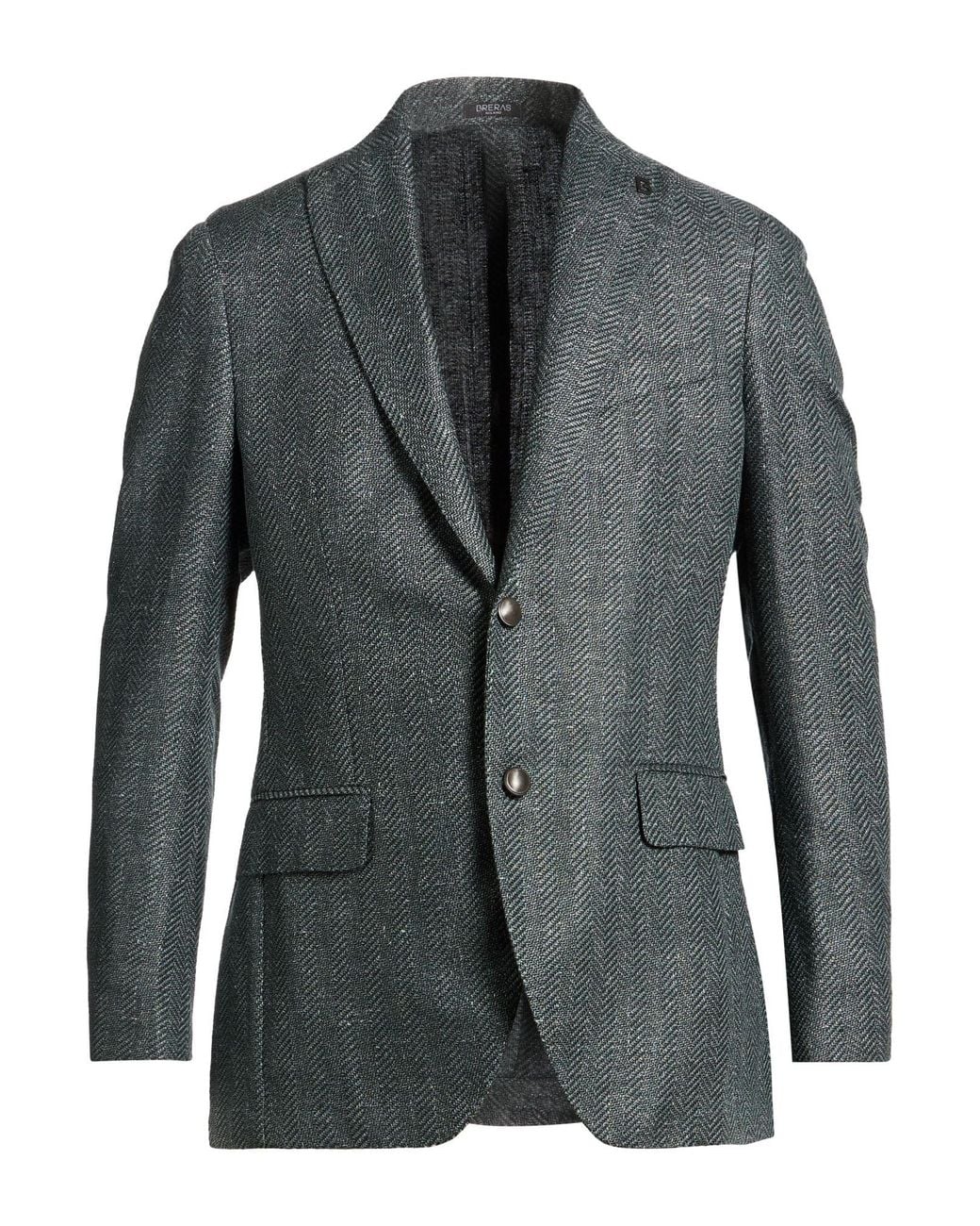 BRERAS Milano Gray Dark Blazer Virgin Wool, Cotton, Linen for men