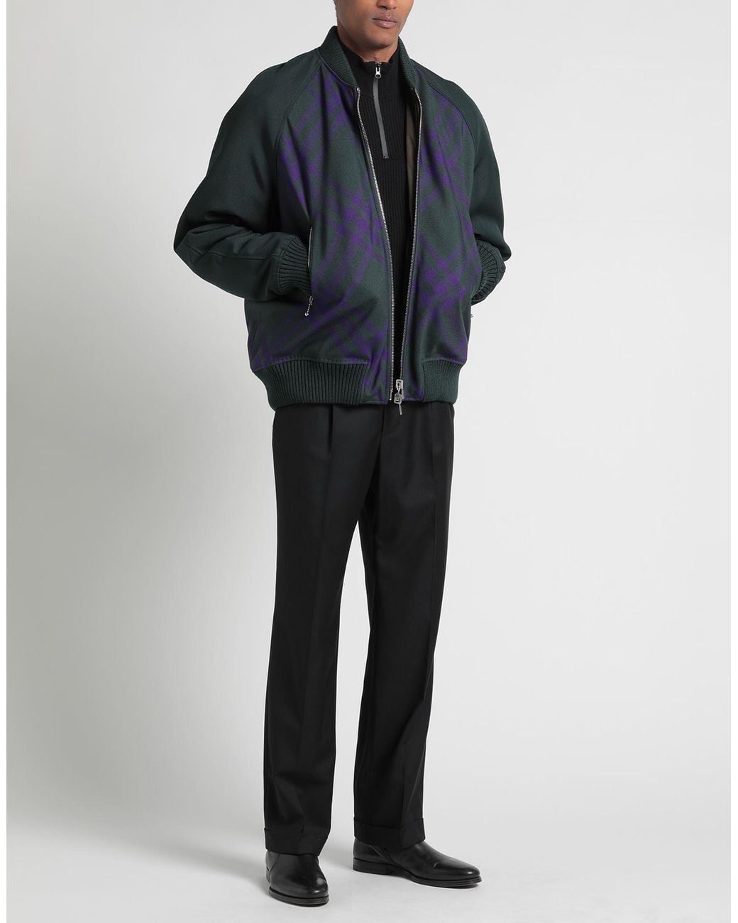 Burberry Blue Wool Bomber Jacket for men