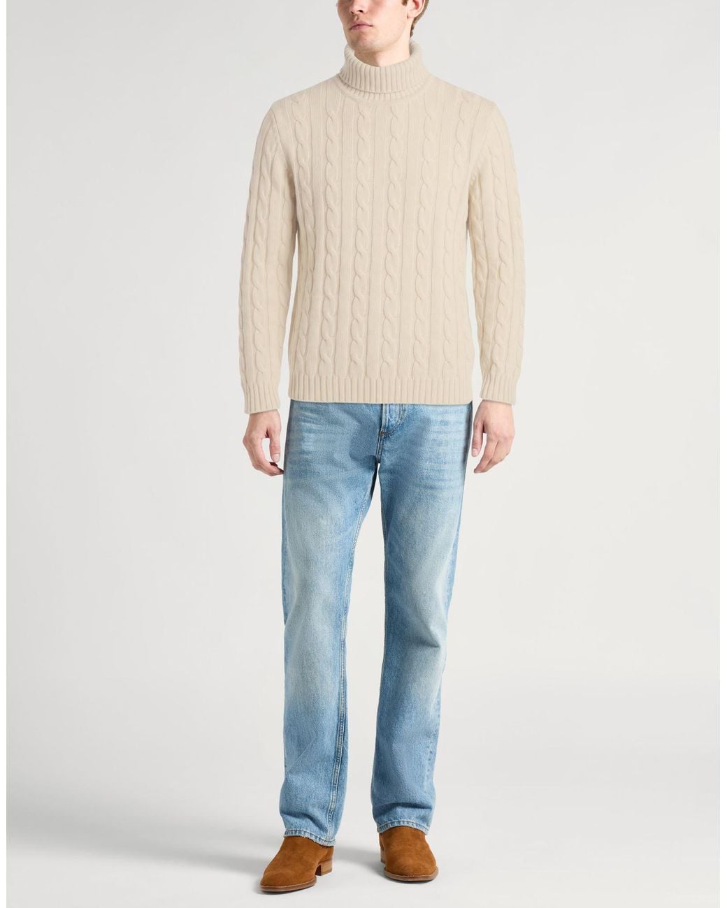 Daniele Fiesoli White Light Turtleneck Merino Wool for men