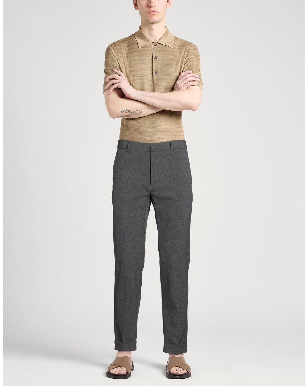 BE ABLE Gray Charcoal Pants Polyester, Viscose, Elastane for men