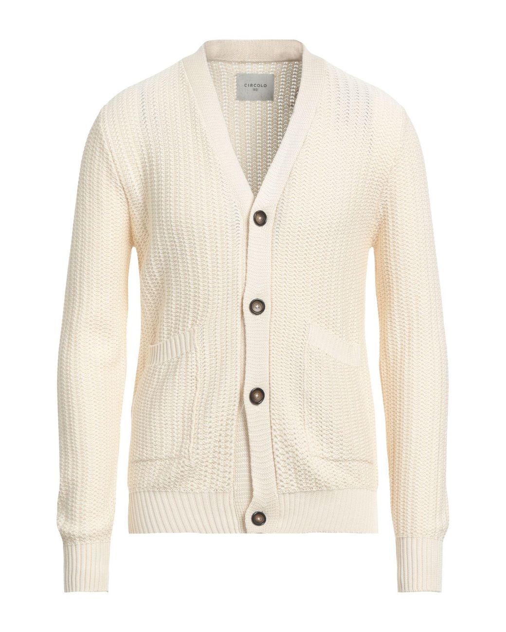 Circolo 1901 Natural Multipocket Cotton Knit Cardigan for men