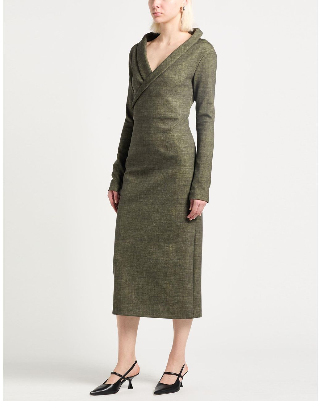Philosophy Di Lorenzo Serafini Green Midi Dress Polyamide, Elastane