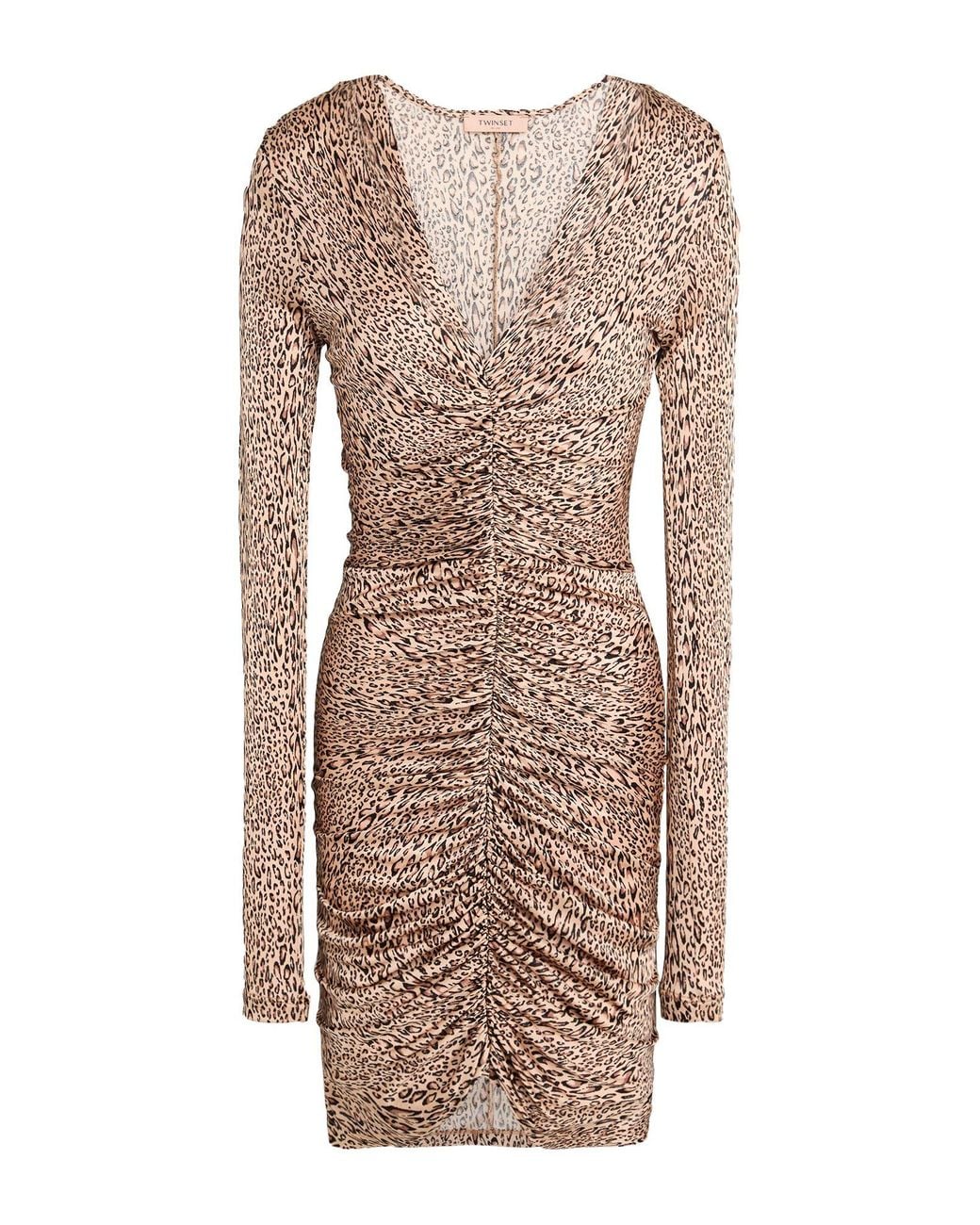 Twinset Brown Blush Mini Dress Viscose