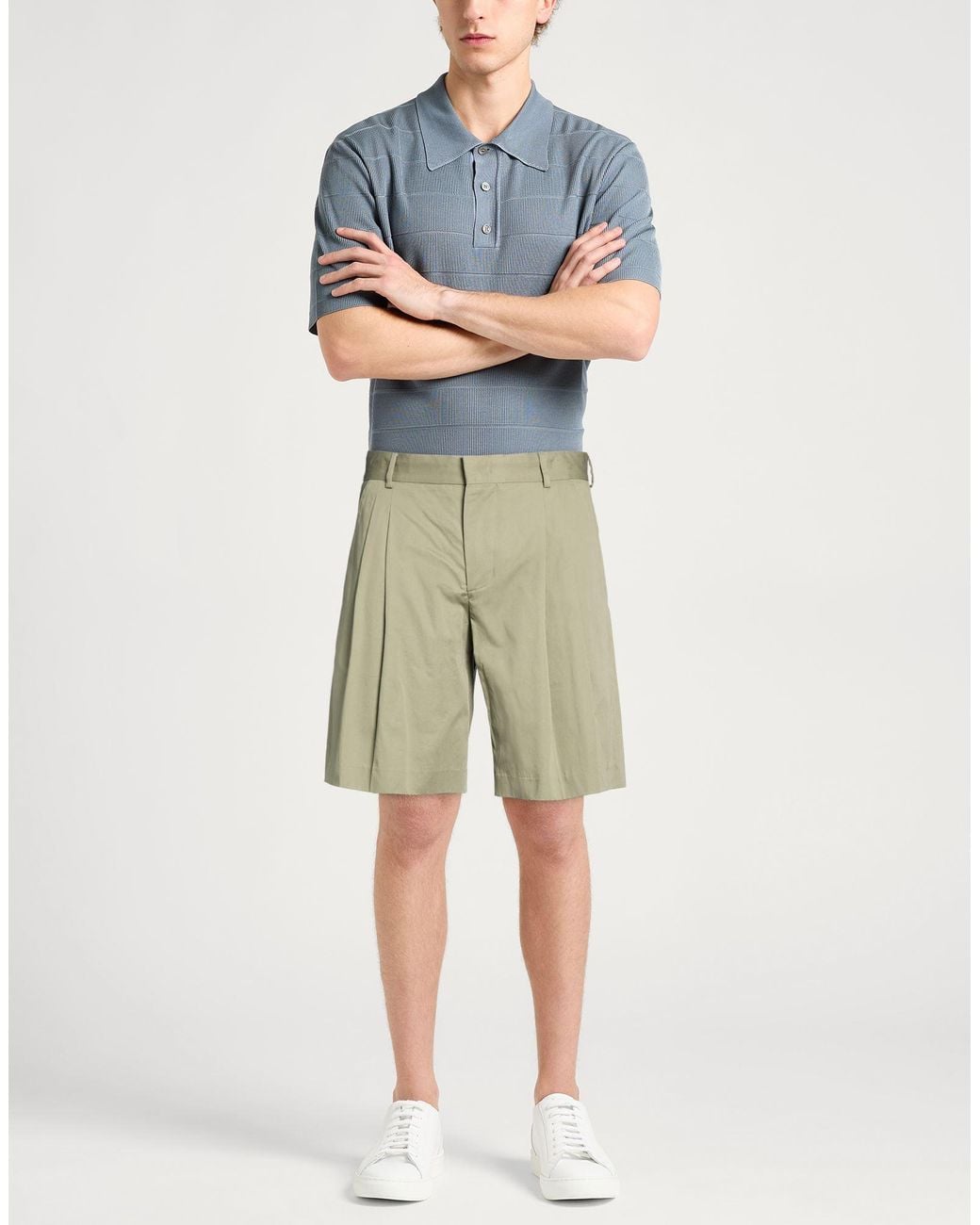Roberto Collina Green Military Shorts & Bermuda Shorts Cotton for men