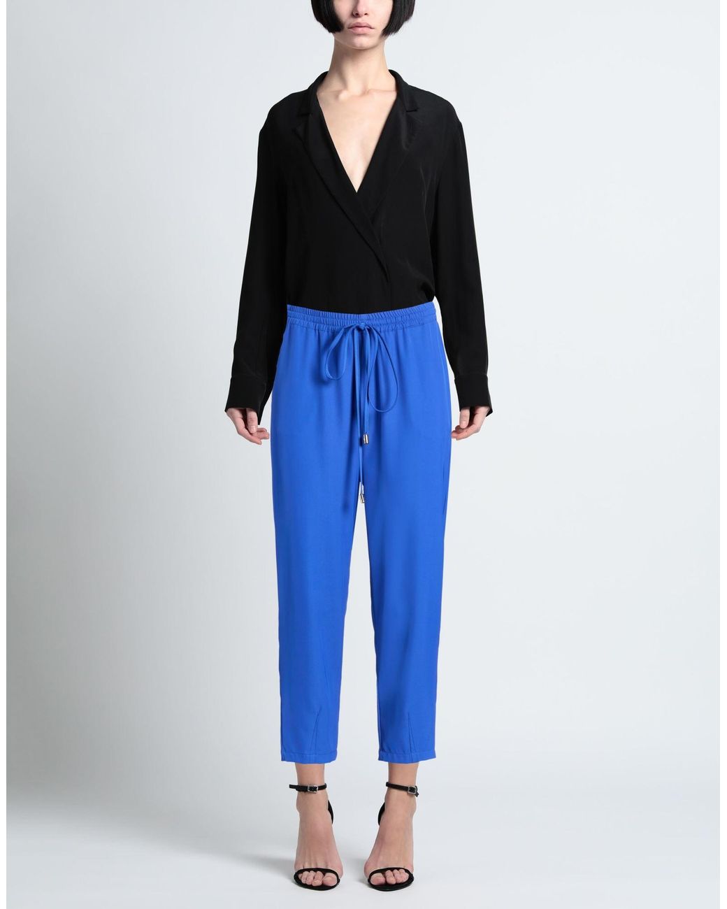 LANACAPRINA Blue Pants Polyester, Elastane