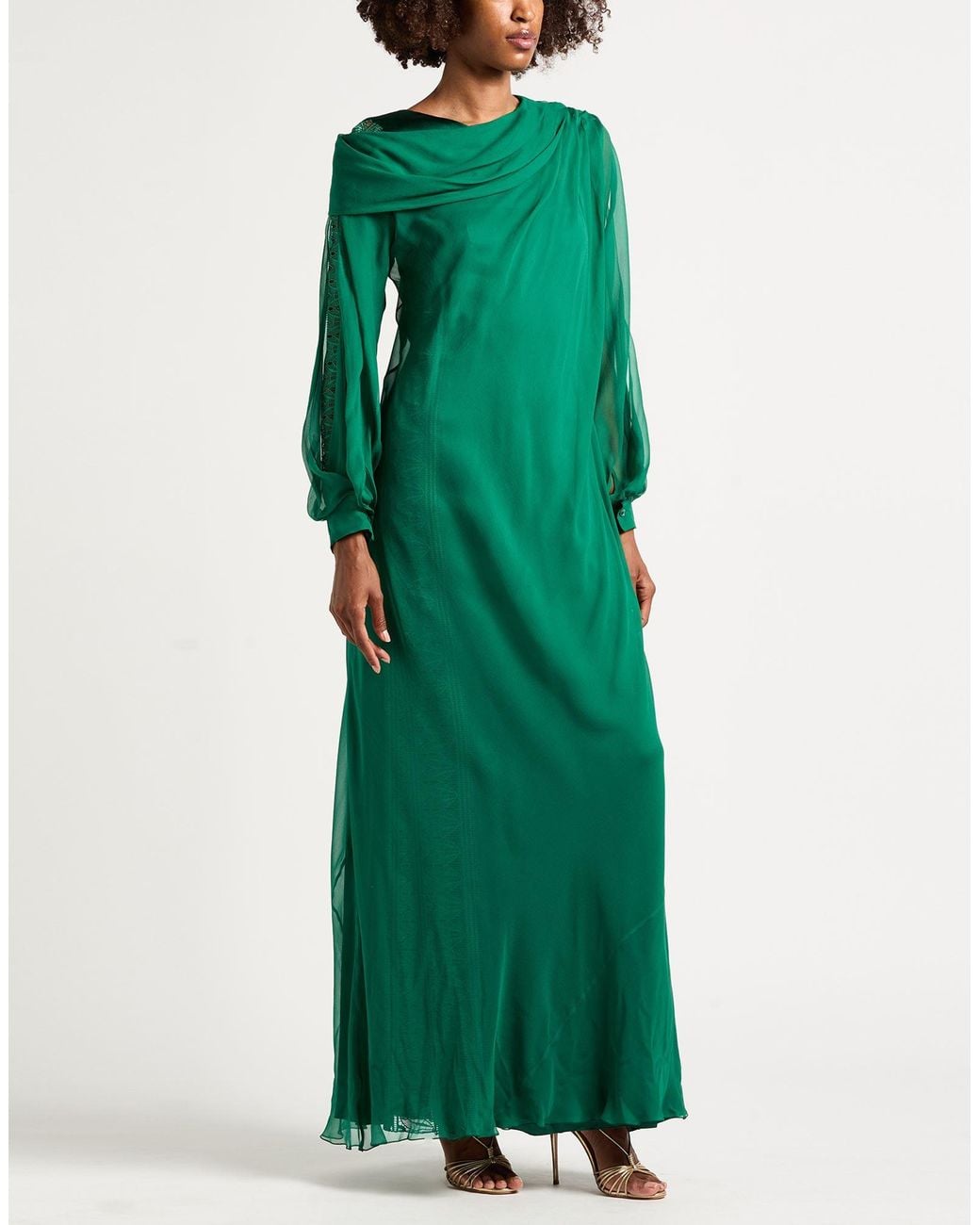 Alberta Ferretti Green Emerald Maxi Dress Silk