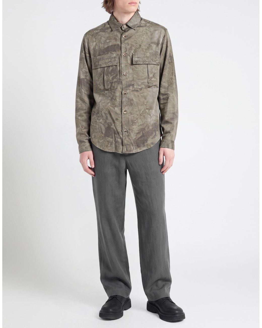 Yes London Gray Taupe Shirt Viscose, Polyamide for men